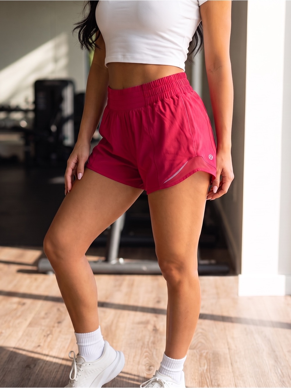 LULULEMON Hotty Hot HOT Pink High Rise Running Shorts Glaze Pink 4” Long Size 6